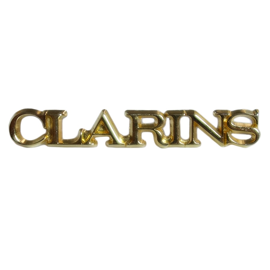 CLARINS ロゴ ピンズ コスメ・ブランド クラランス 金色 留め具付き ピンバッジ