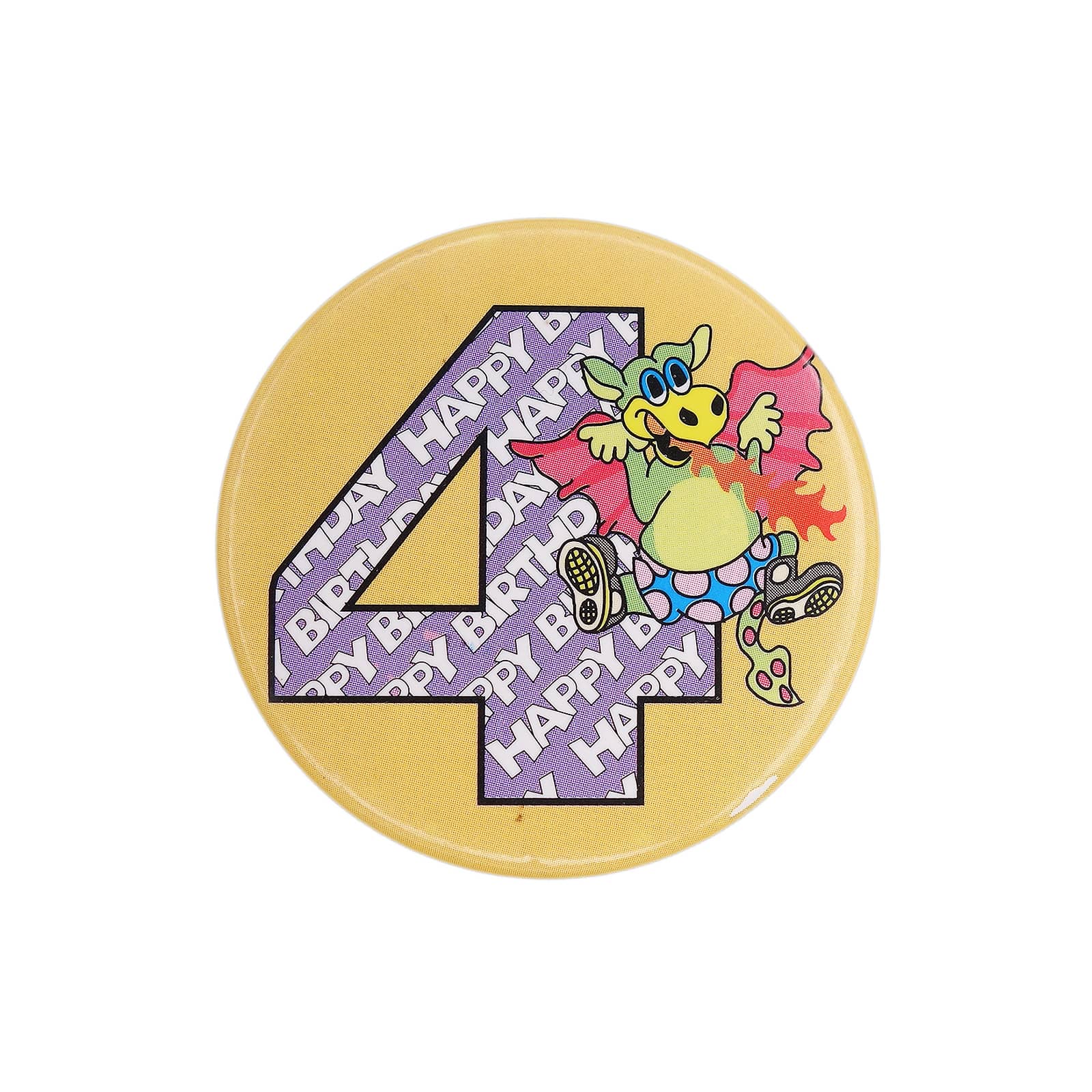 HAPPY BIRTHDAY 4 缶バッジ バッチ 4歳 誕生日 ドラゴン