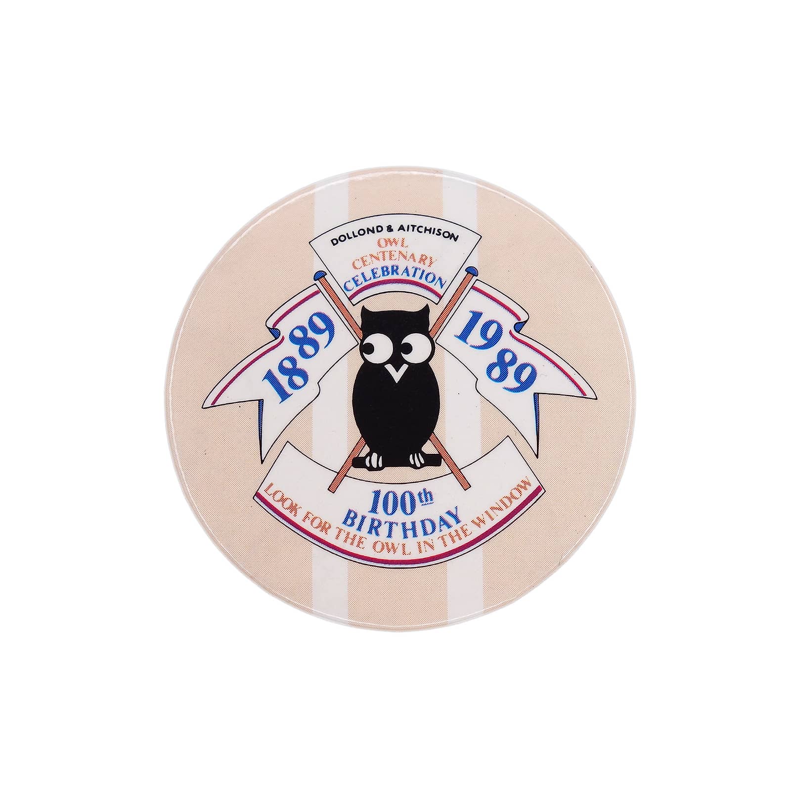 Dollond & Aitchison フクロウ100周年記念 缶バッジ バッチ 眼鏡店