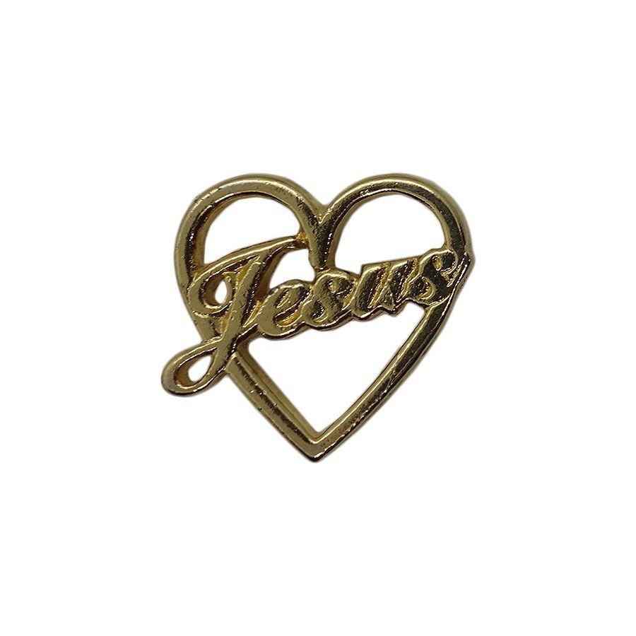 Jesus ハート ピンズ 金色 留め具付き