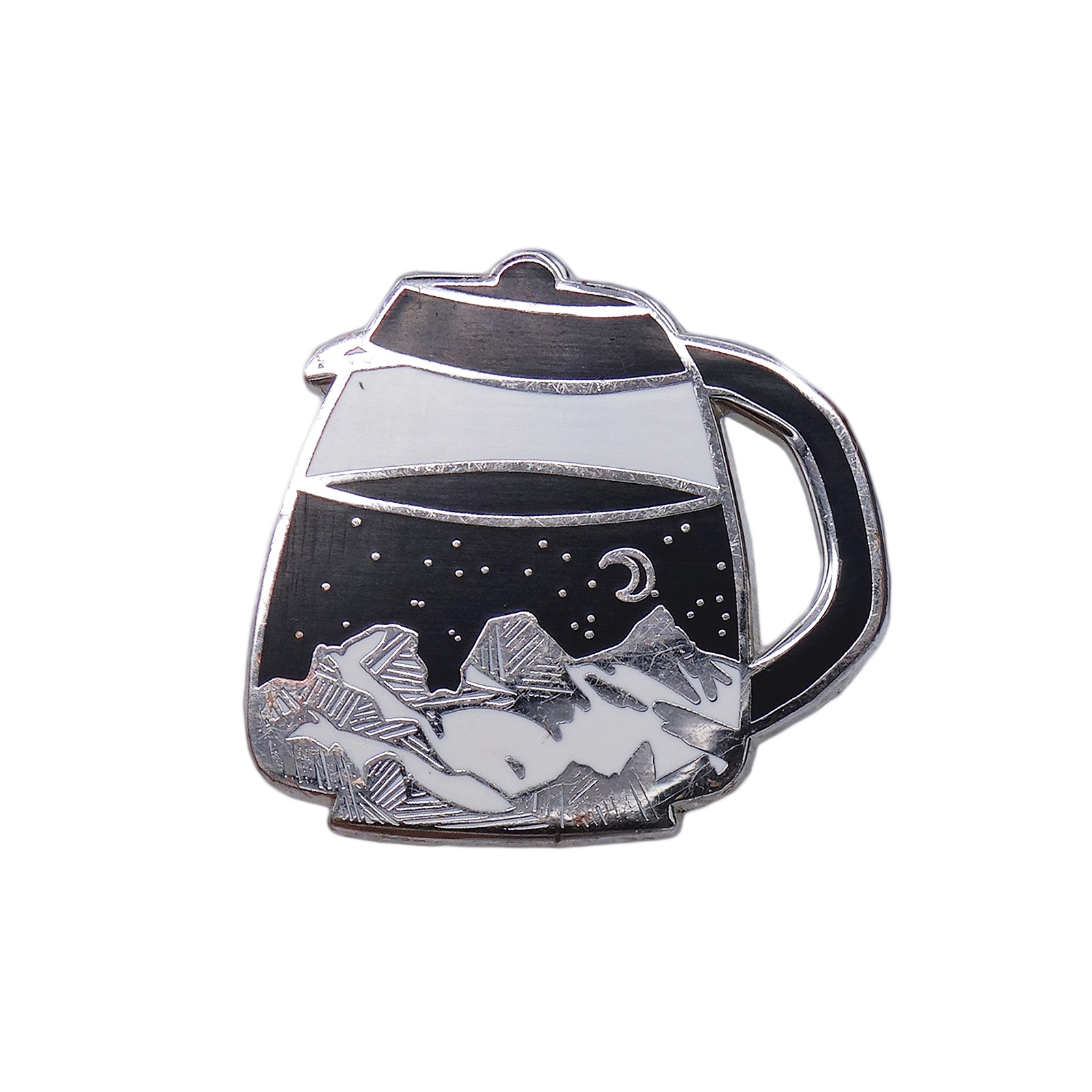 コーヒーポットの中の星空と雪山 ピンズ