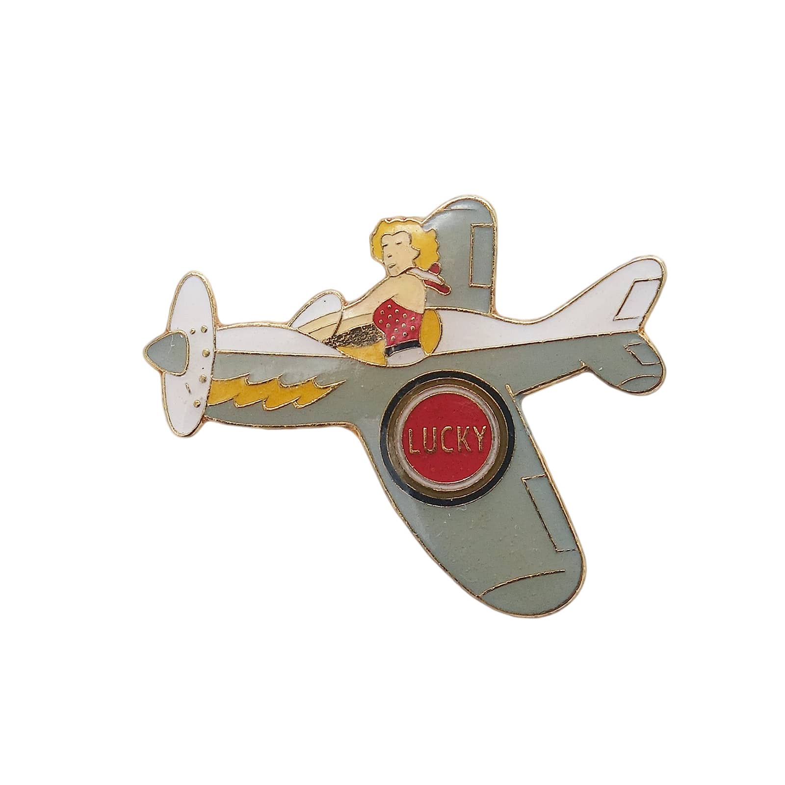 Lucky Strike ラッキーストライク 戦闘機に乗ったピンナップガール ピンズ 煙草
