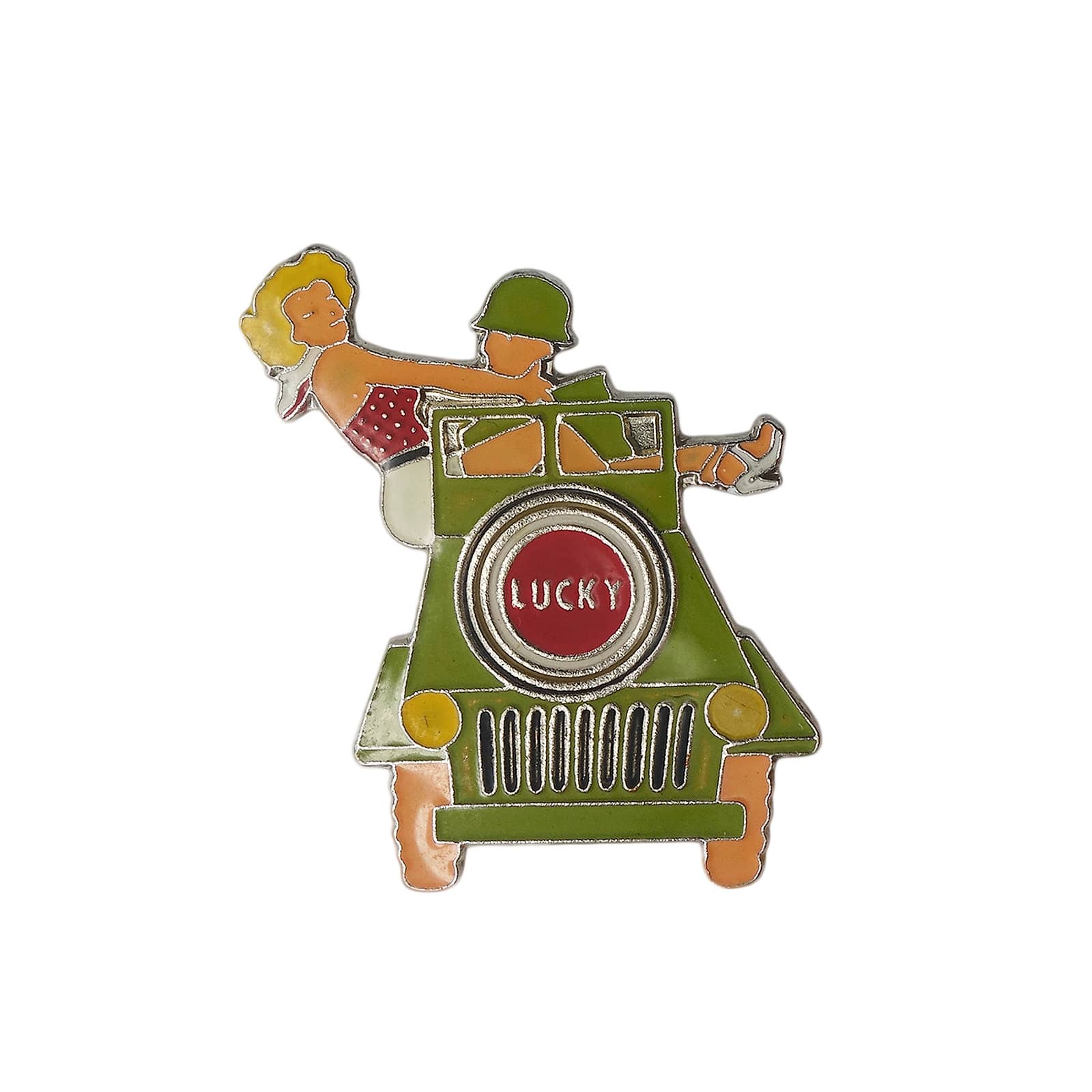 Lucky Strike ラッキーストライク 軍用ジープ 兵士とピンナップガール ピンズ 煙草具付き