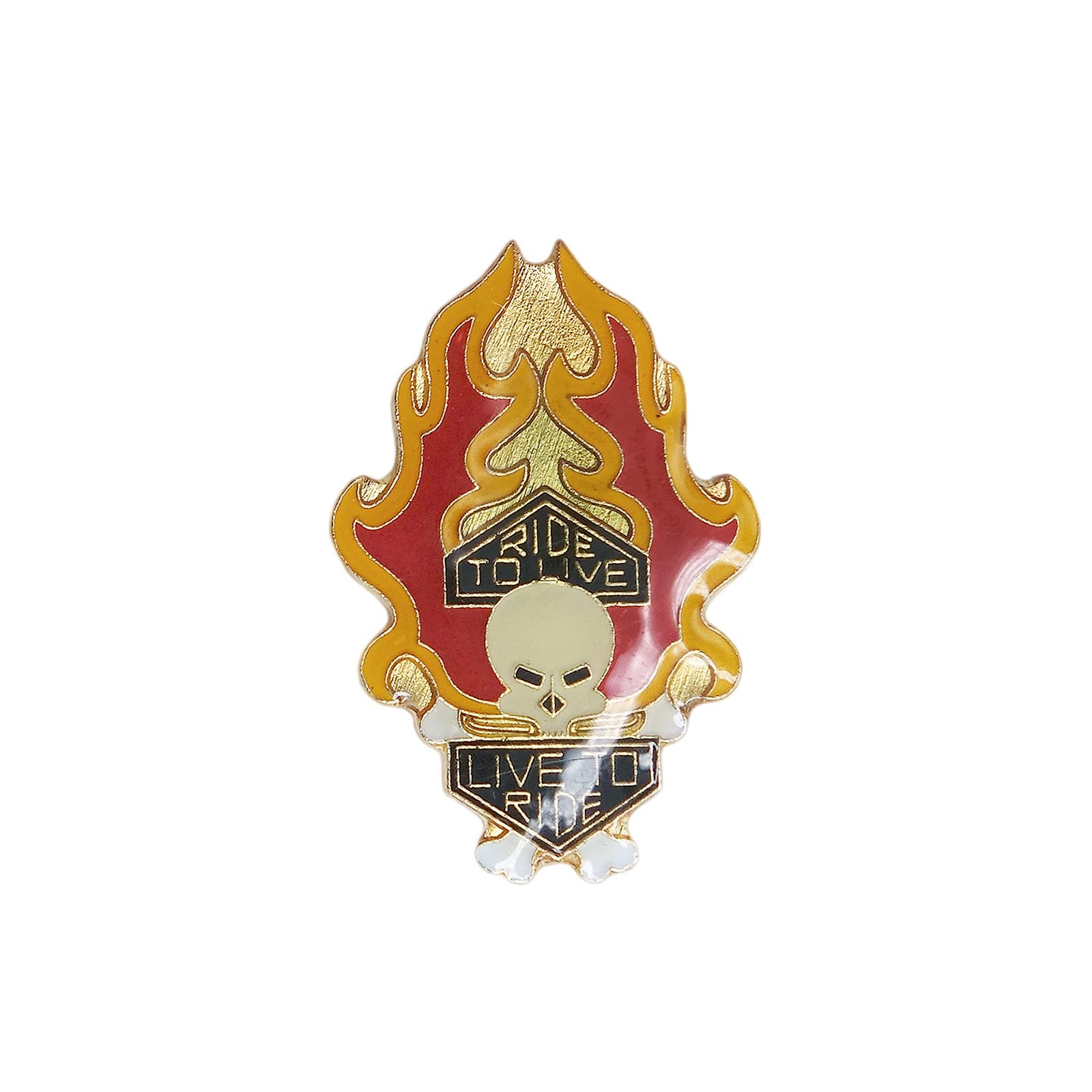 RIDE TO LIVE LIVE TO RIDE ファイヤースカル バイカー ピンズ PWII