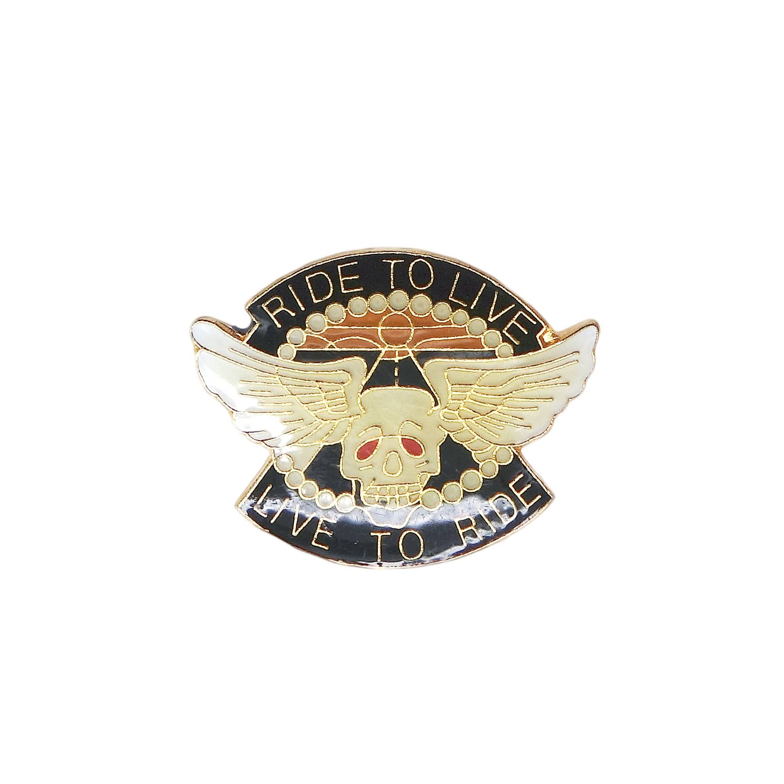 RIDE TO LIVE LIVE TO RIDE スカルウイング バイカー ピンズ PWII