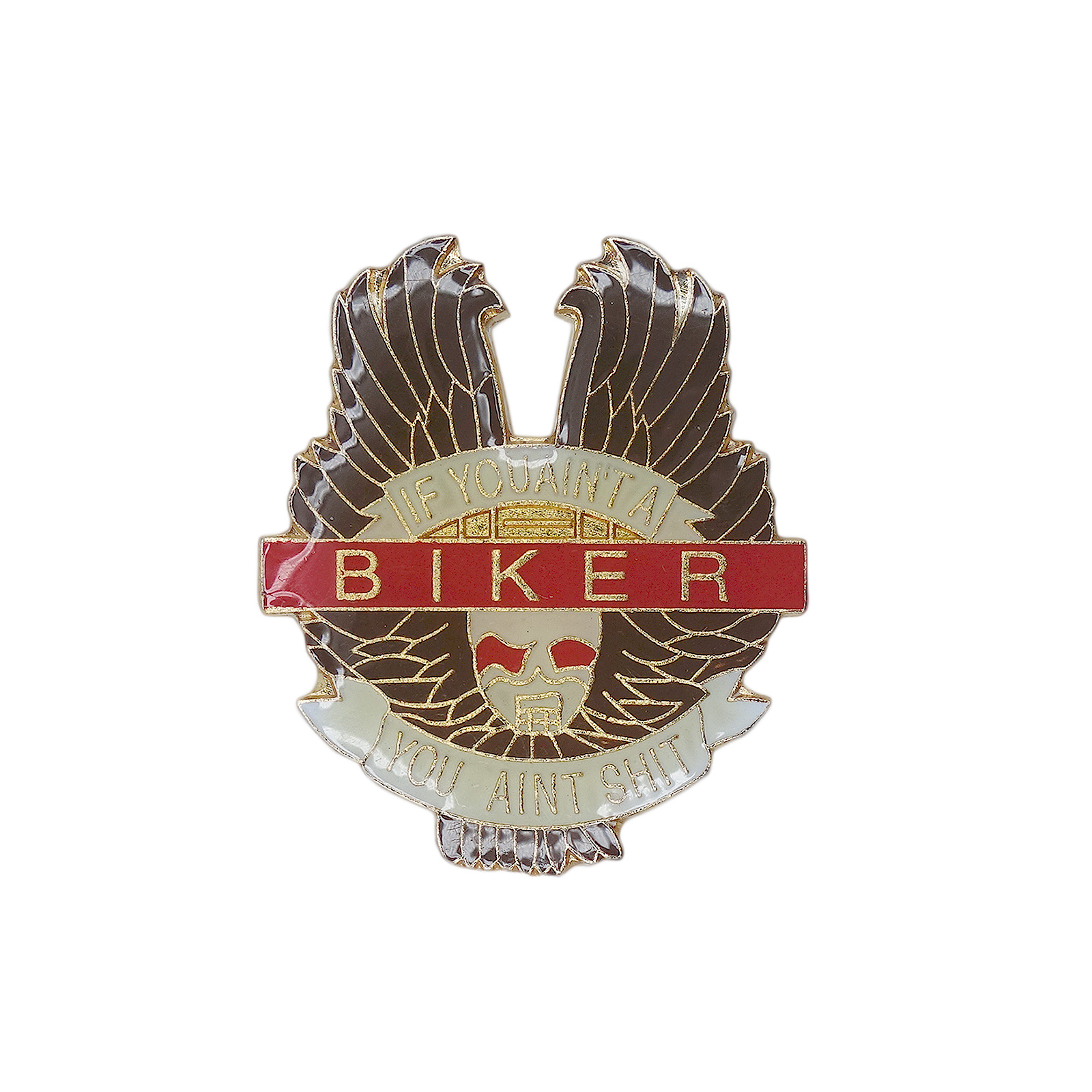 IF YOU AIN'T A BIKER YOU AIN'T SHIT スカルウイング ピンズ