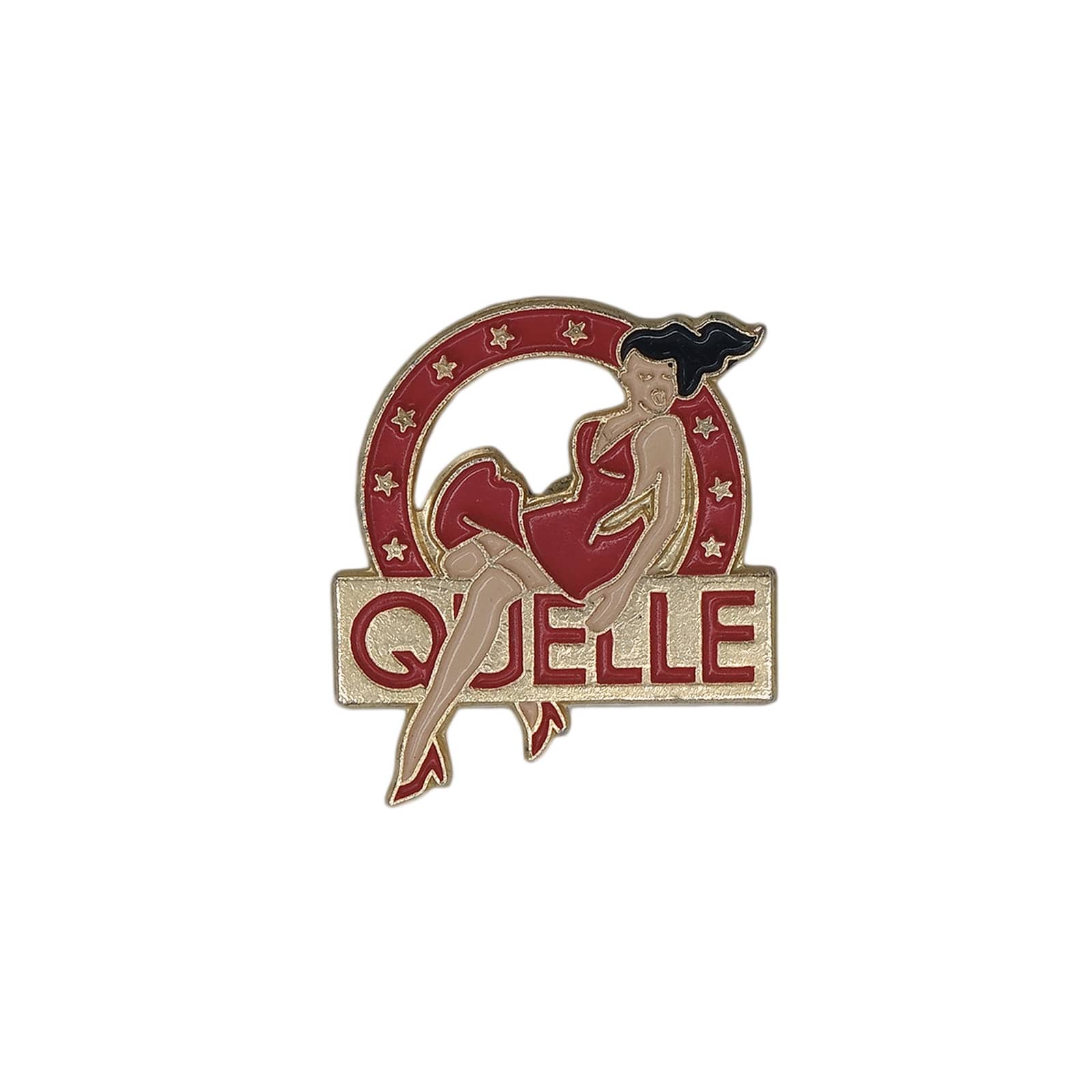 QUELLE 赤いドレスを着た女性 ピンズ ピンナップガール