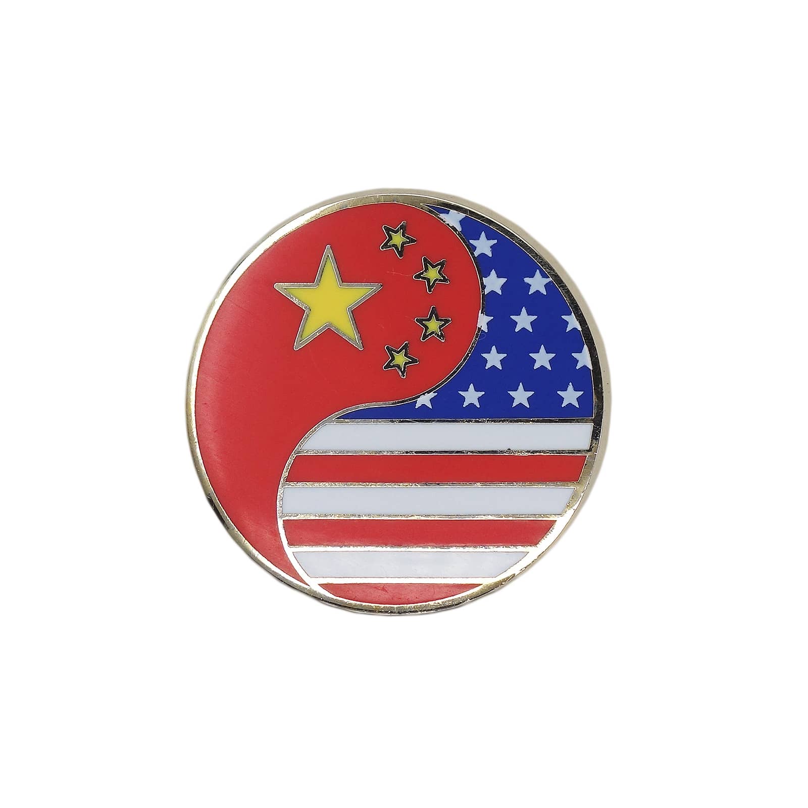 中国旗×星条旗 陰陽風 ピンズ