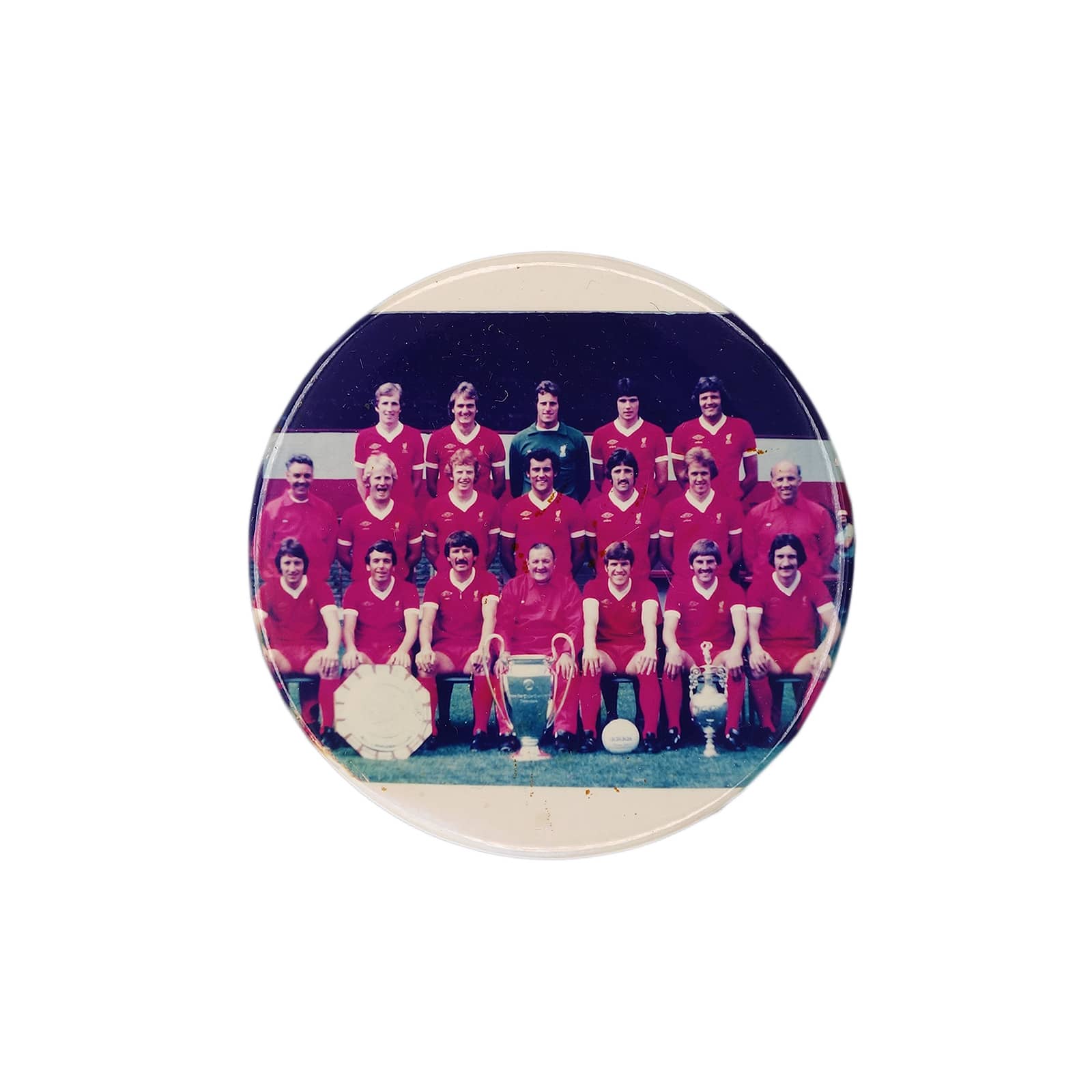 1977年 UEFAチャンピオンズカップ 初優勝 リヴァプールFC 集合写真 缶バッジ
