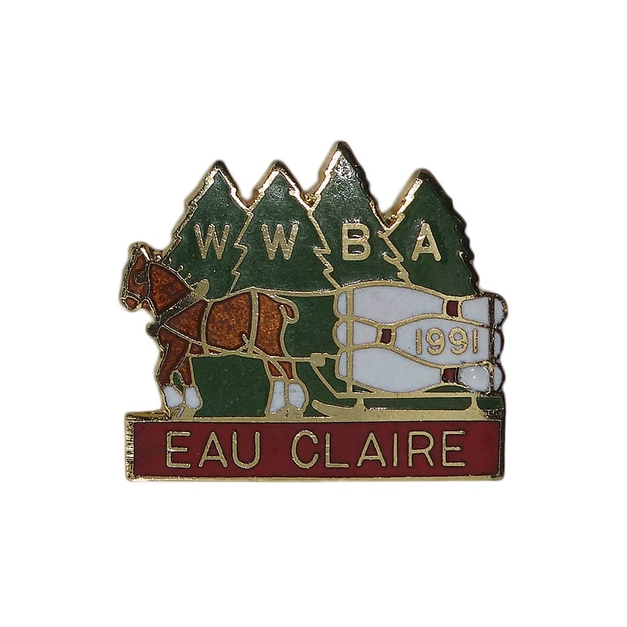 WWBA ボウリングピンを引く馬 ピンズ 1991 EAU CLAIRE 留め具付き