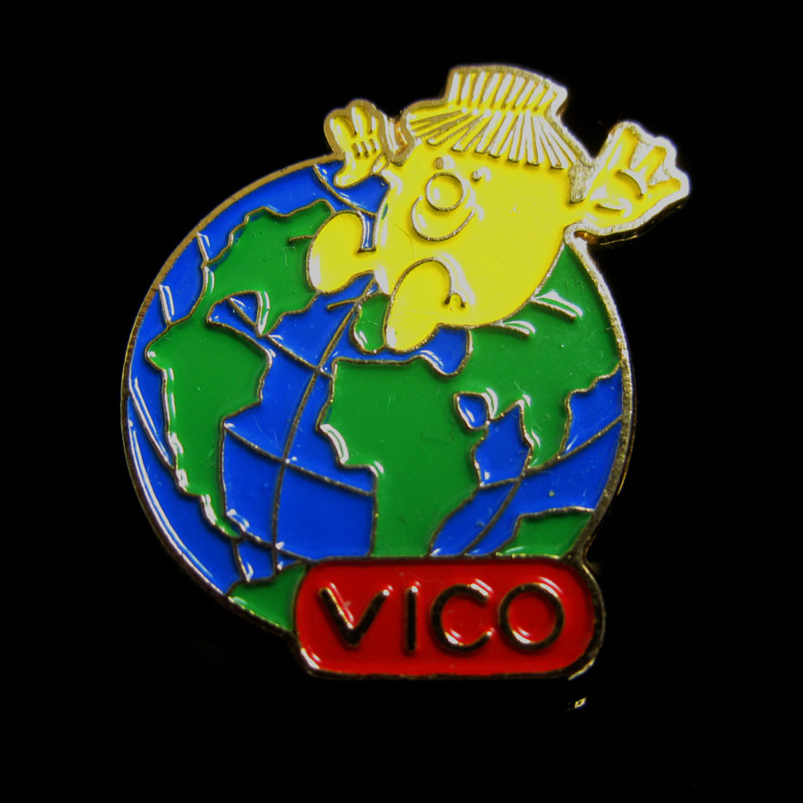 ピンズ 製菓会社 VICO ポテトチップス キャラクター 地球 レトロ ピンバッチ