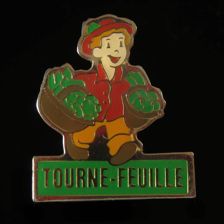 ピンズ TOURNE-FEUILLE 野菜を運ぶ少年 留め具付き フランス レトロ