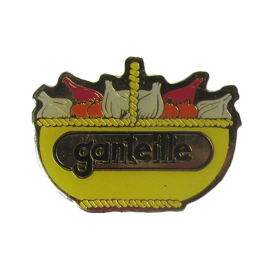 ピンズ ganteille 籠いっぱいのオニオン 留め具付き フランス レトロ ピンバッジ